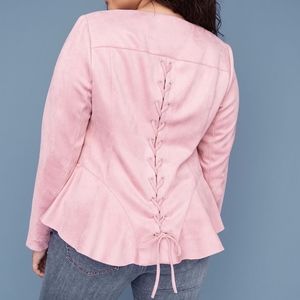 NWT Lane Bryant Faux Suede Lace Up Peplum Jacket